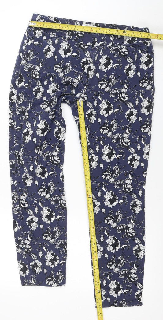 Carolina Belle Women Blue Floral Straight Trousers Size 10