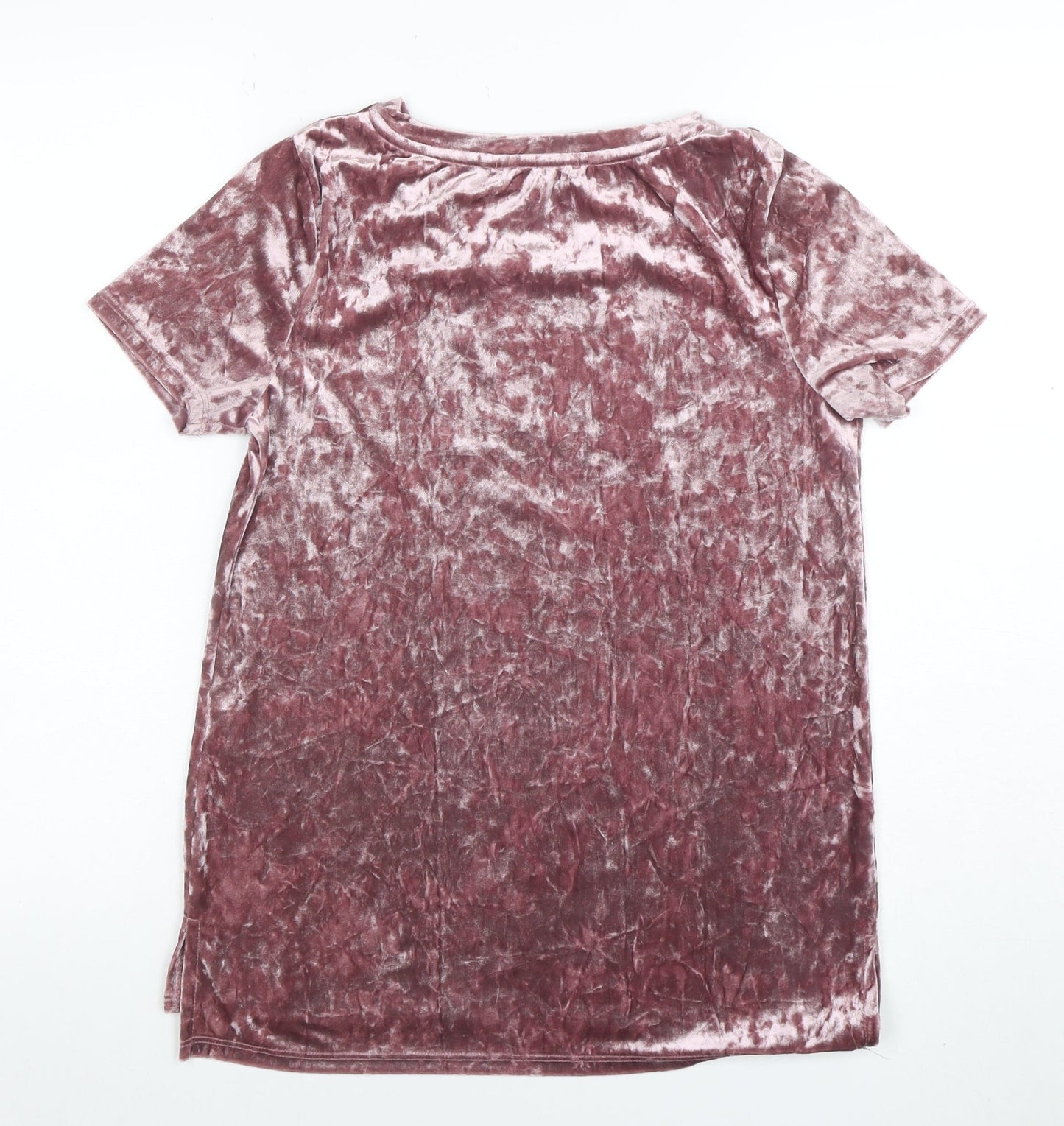 Oasis Womens Pink Velvet Short Sleeve T-Shirt XS