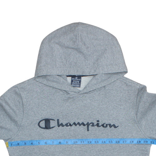 Champion Men's Grey Pullover Hoodie Medium Graphic Logo