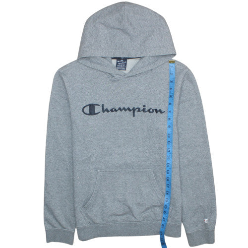 Champion Men's Grey Pullover Hoodie Medium Graphic Logo
