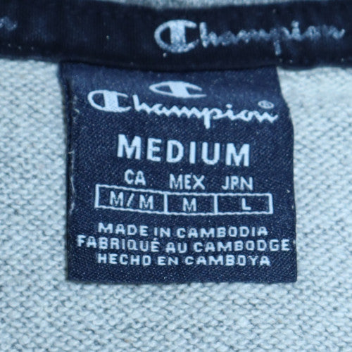 Champion Men's Grey Pullover Hoodie Medium Graphic Logo