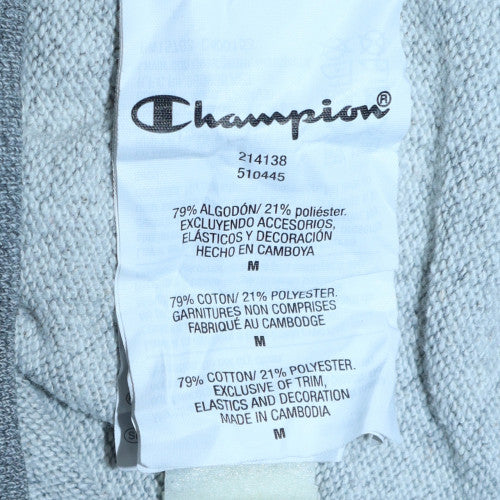 Champion Men's Grey Pullover Hoodie Medium Graphic Logo