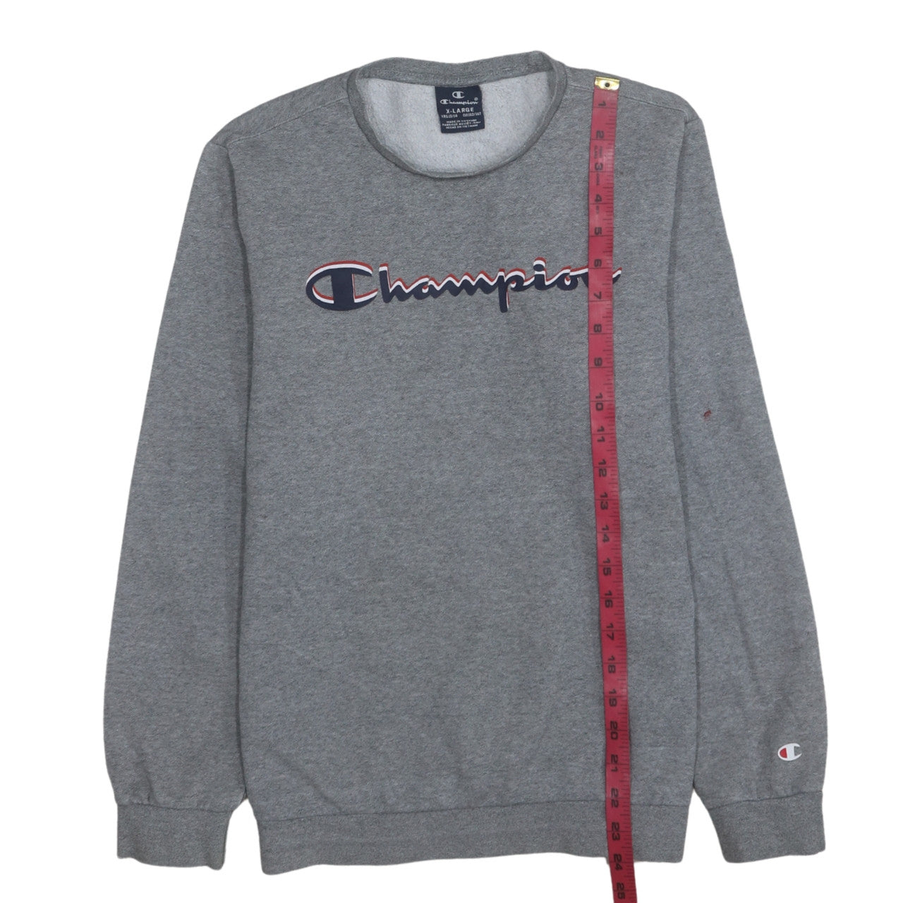 Champion Boys Grey Crew Neck Pullover Sweatshirt 13-14 Years Logo Print