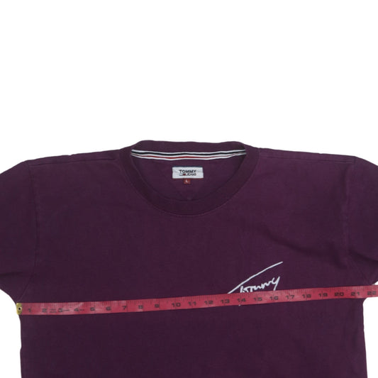 Tommy Jeans Men's Purple Logo Crew Neck Cotton T-Shirt Size L