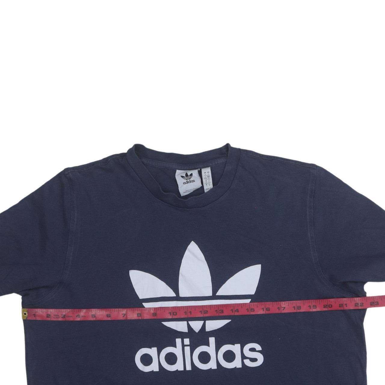 Adidas Men's Navy Blue Trefoil Graphic Crew Neck Cotton T-Shirt Size L