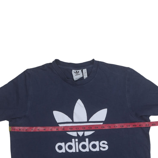 Adidas Men's Navy Blue Trefoil Graphic Crew Neck Cotton T-Shirt Size L