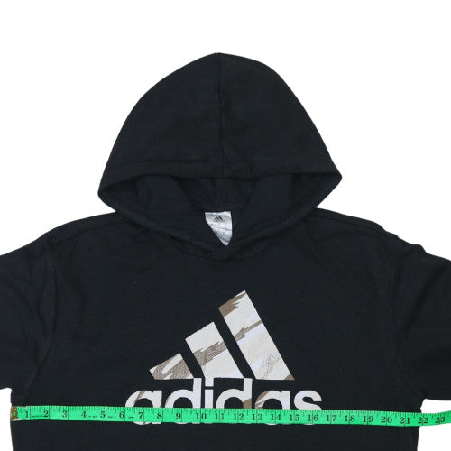 Adidas Men's Black Small Pullover Hoodie with Logo Graphic
