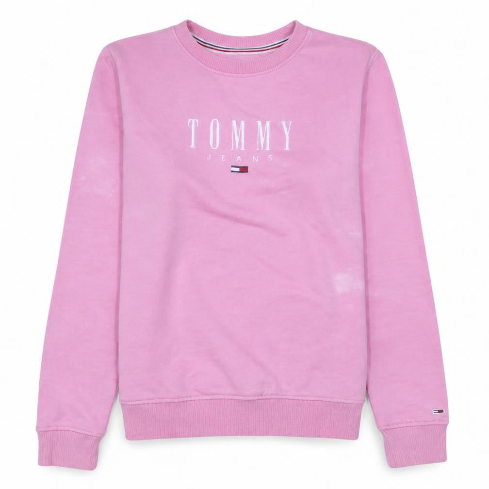 Tommy Jeans Women's Pink Cotton Crew Neck Pullover Sweatshirt Size S