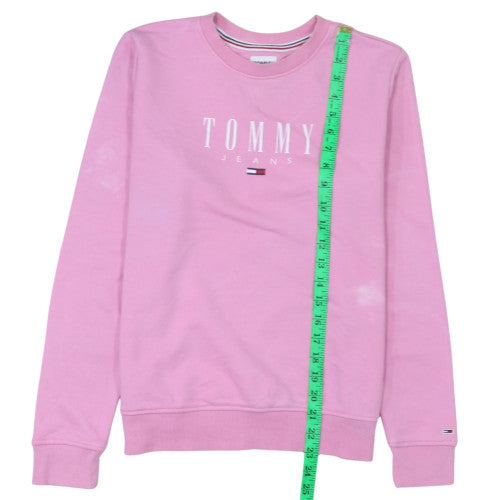 Tommy Jeans Women's Pink Cotton Crew Neck Pullover Sweatshirt Size S