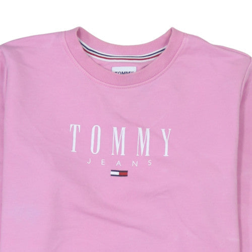 Tommy Jeans Women's Pink Cotton Crew Neck Pullover Sweatshirt Size S