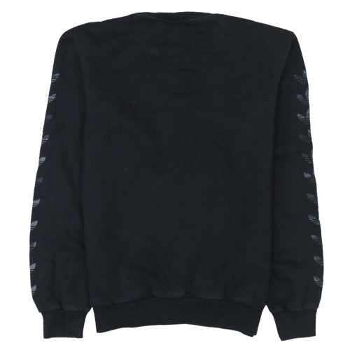 Adidas Women Black XS Pullover Sweatshirt Crew Neck Logo Cotton Blend
