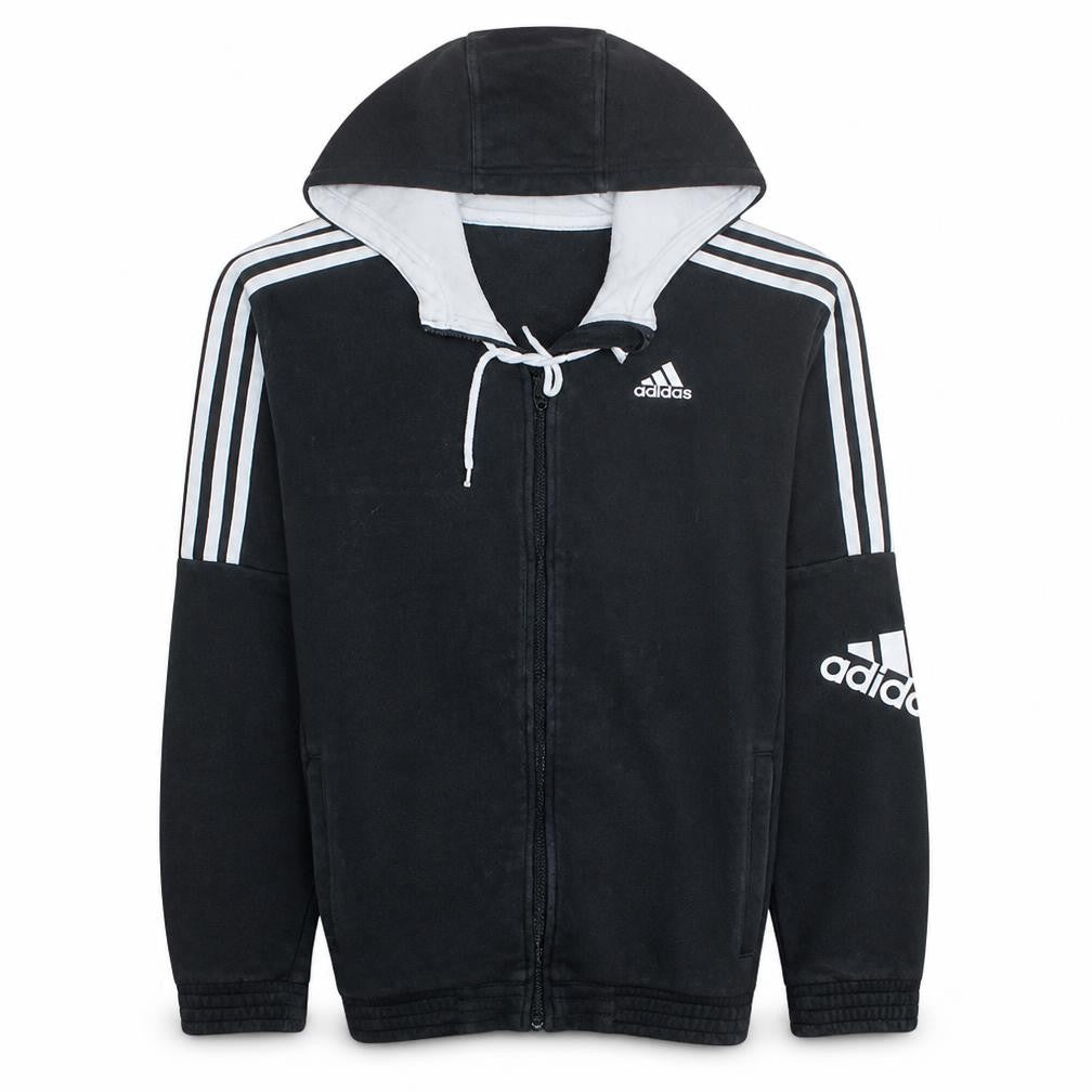 Front view of Adidas Men's Black Full Zip Hoodie Small Regular Fit Sportswear