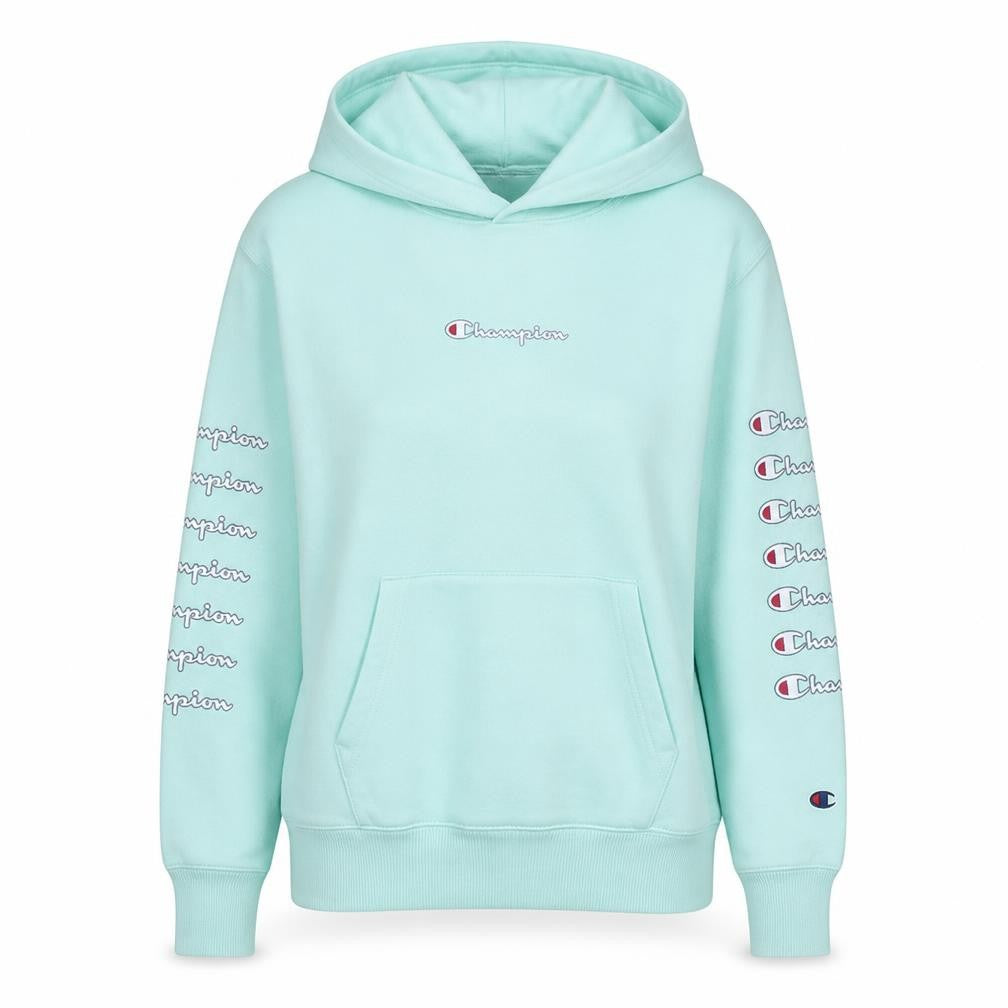 Champion Women's Mint Green Pullover Hoodie Small Cotton Logo Sleeve