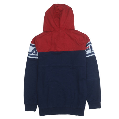 Fila Boys Red Blue Half Zip Hoodie 13-15 Years Cotton Blend