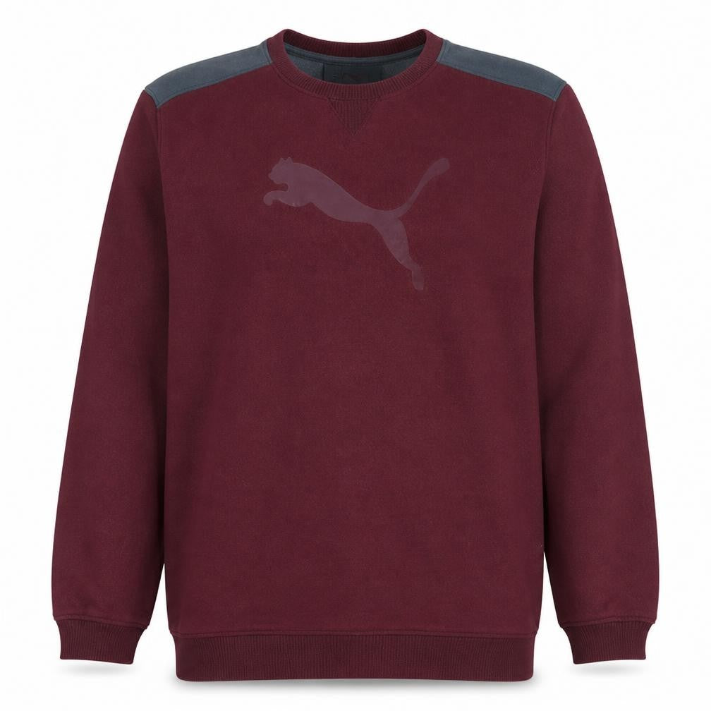 Front view of Puma Men's Red 2XL Pullover Sweatshirt Crew Neck Warm Cell Fleece