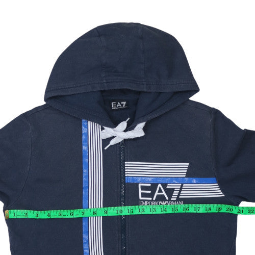 Emporio Armani EA7 Men's Blue Full Zip Hoodie Size M Classic Logo