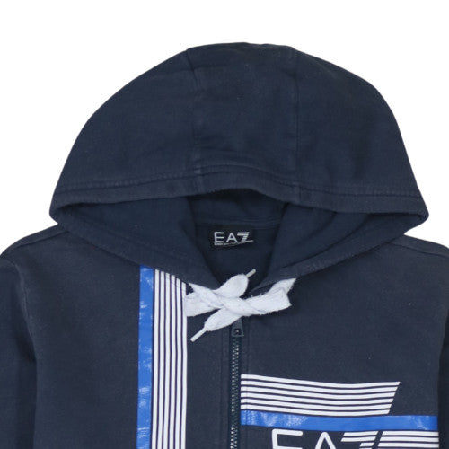 Emporio Armani EA7 Men's Blue Full Zip Hoodie Size M Classic Logo
