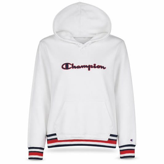 Champion Womens White Large Pullover Hoodie with Logo Embroidery