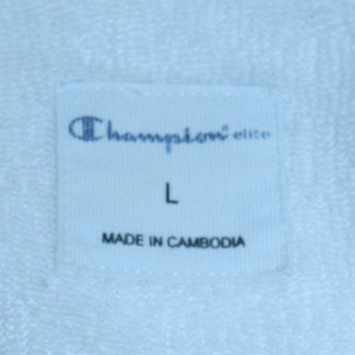 Champion Womens White Large Pullover Hoodie with Logo Embroidery