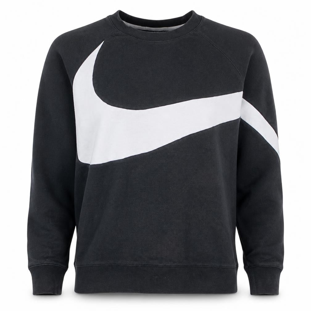 Nike Women Black Large Pullover Sweatshirt Crew Neck Cotton Blend