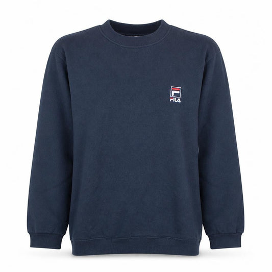 FILA Womens Navy Blue Sweatshirt L Logo Embroidered Pullover Classic Fit