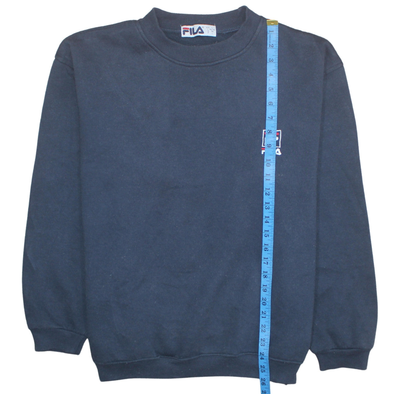 FILA Womens Navy Blue Sweatshirt L Logo Embroidered Pullover Classic Fit