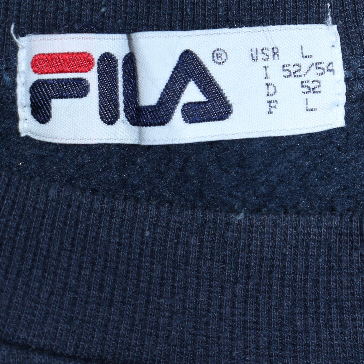 FILA Womens Navy Blue Sweatshirt L Logo Embroidered Pullover Classic Fit