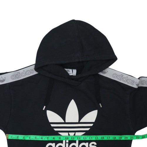 Adidas Womens Black Pullover Hoodie UK 10 with Logo Trim Detail