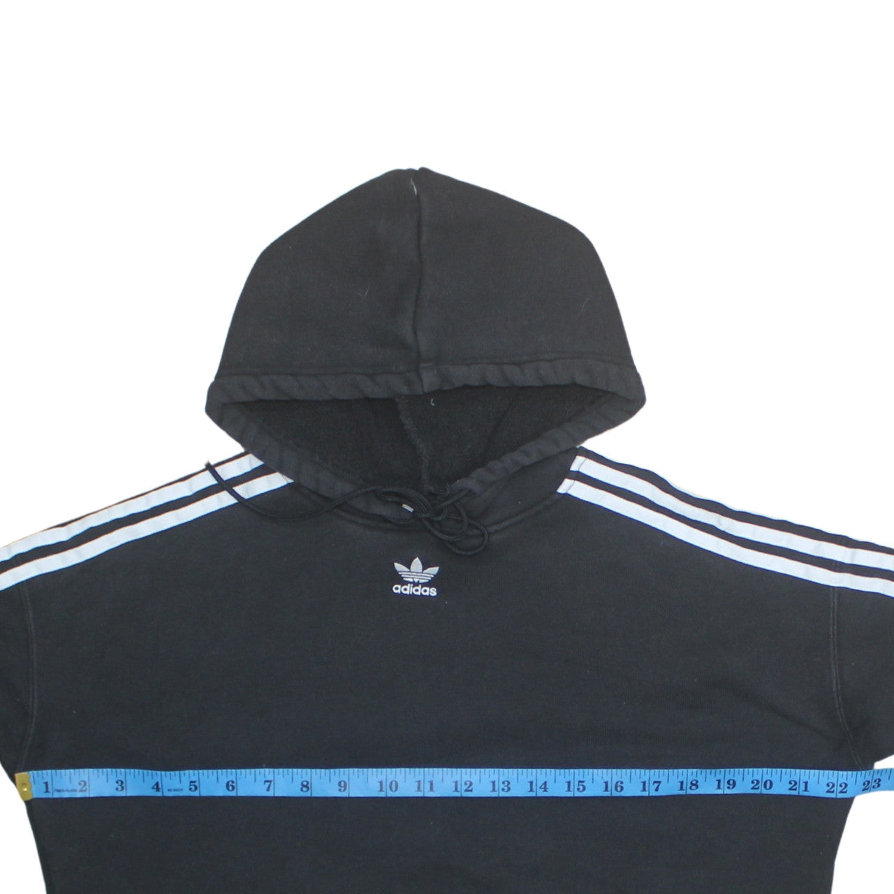 Adidas Women Black Hooded Pullover Hoodie Size 8 Trefoil Logo