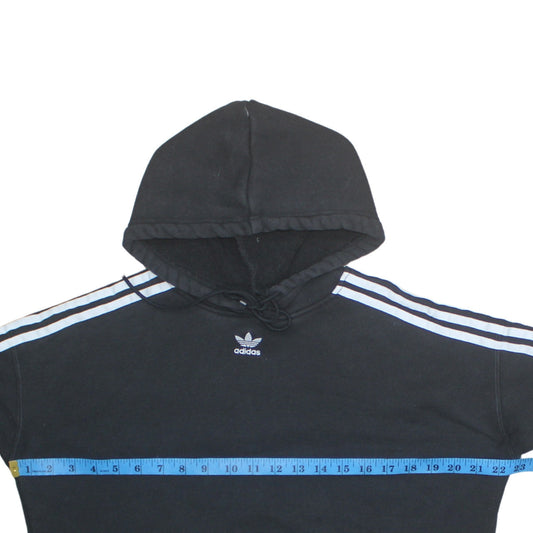 Adidas Women Black Hooded Pullover Hoodie Size 8 Trefoil Logo