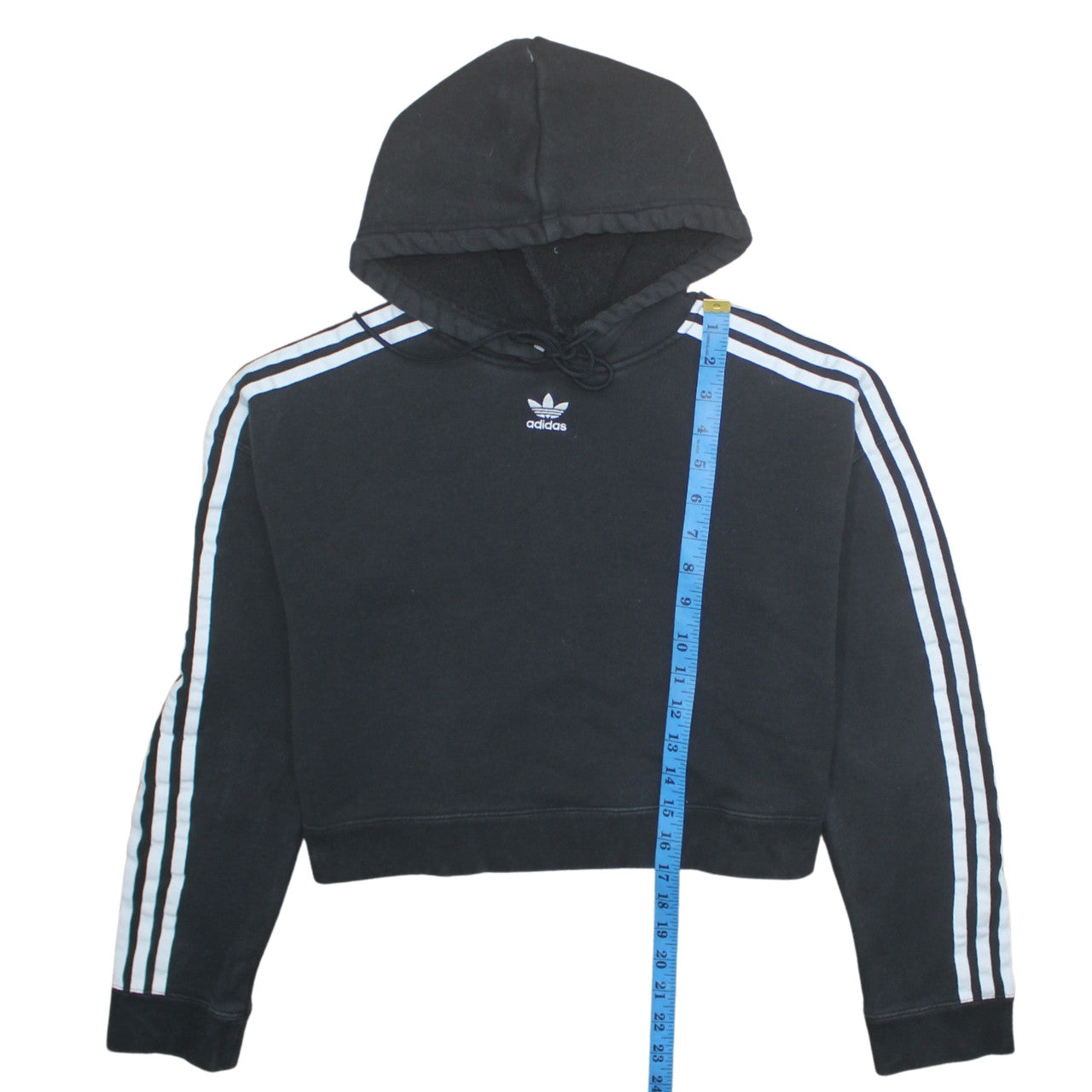Adidas Women Black Hooded Pullover Hoodie Size 8 Trefoil Logo