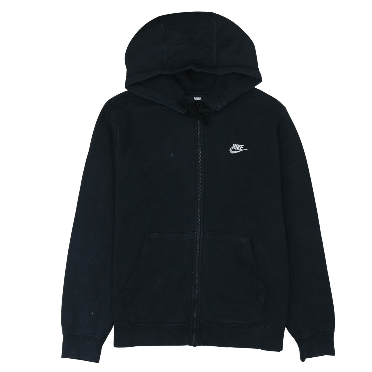 Nike Mens Black Full Zip Hoodie M Cotton Blend Fleece Sweatshirt