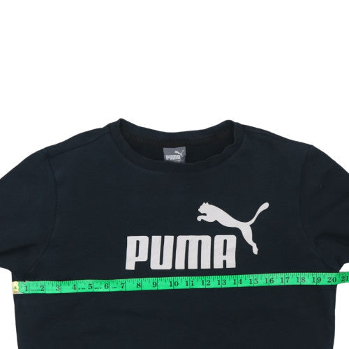 Puma Womens Black XS Pullover Sweatshirt Crew Neck Logo Cotton Blend
