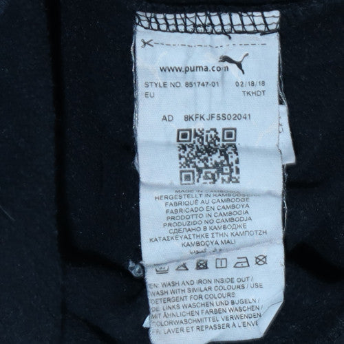 Puma Womens Black XS Pullover Sweatshirt Crew Neck Logo Cotton Blend