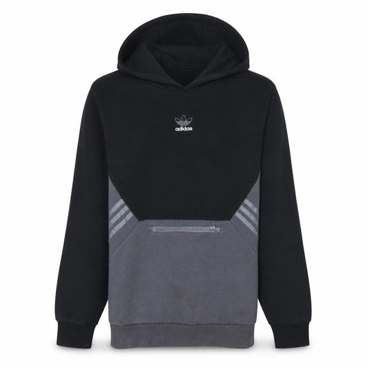 Adidas Boys Black & Grey Pullover Hoodie Size 15-16 Years Regular Fit