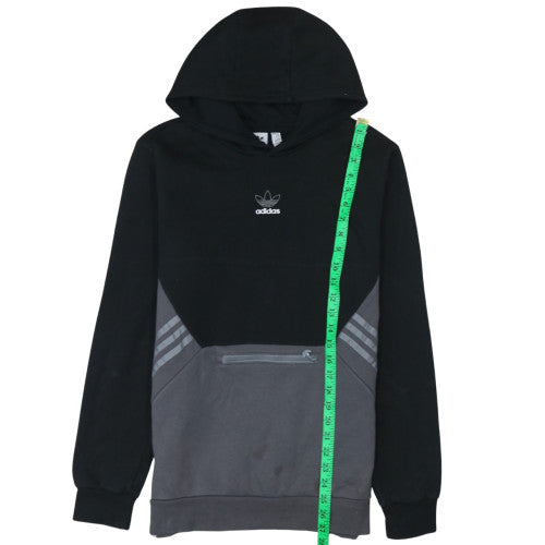 Adidas Boys Black & Grey Pullover Hoodie Size 15-16 Years Regular Fit