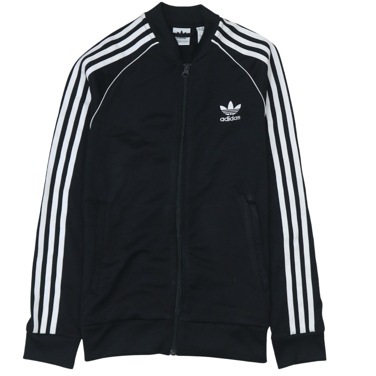 Adidas Boys Black Full Zip Sweatshirt 12-13 Years Classic 3-Stripes Track Top