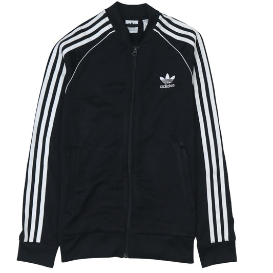 Adidas Boys Black Full Zip Sweatshirt 12-13 Years Classic 3-Stripes Track Top