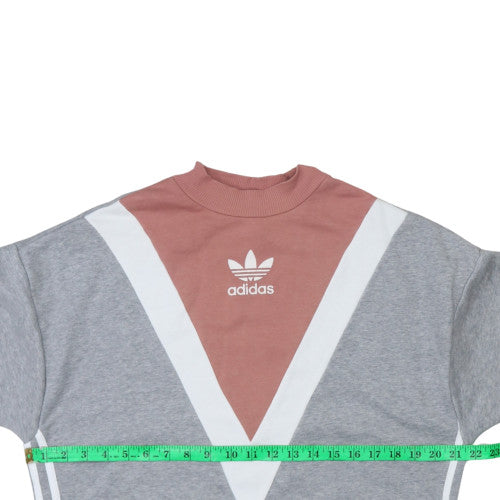 Adidas Women’s Grey Pink Colourblock Pullover Sweatshirt UK 10 S