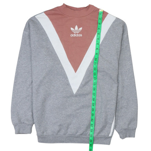 Adidas Women’s Grey Pink Colourblock Pullover Sweatshirt UK 10 S