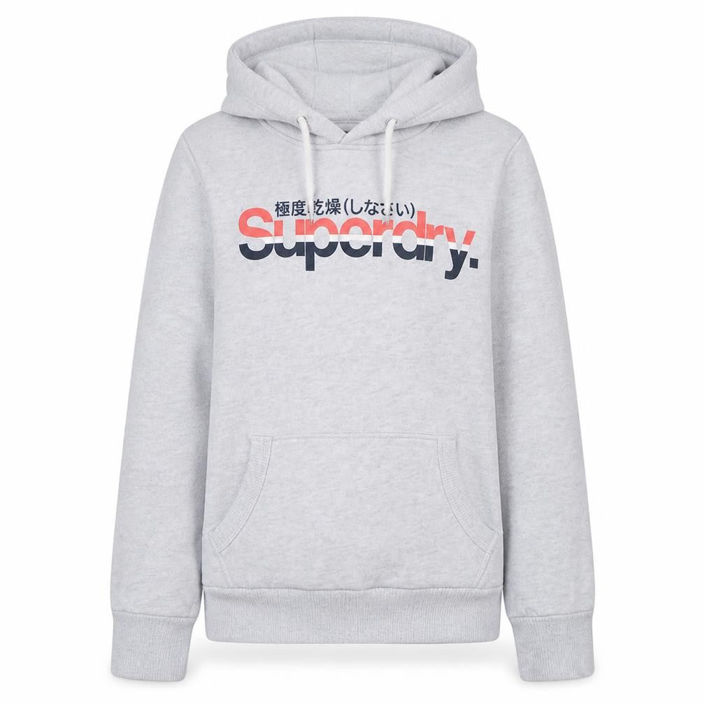 Superdry Women's Grey Pullover Hoodie Size M Graphic Print Casual