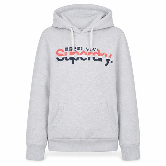 Superdry Women's Grey Pullover Hoodie Size M Graphic Print Casual