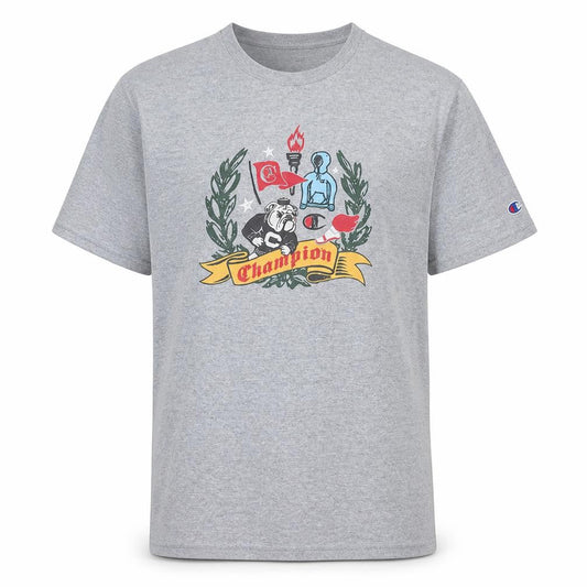 Champion Men's Grey Graphic Print Crew Neck T-Shirt Medium