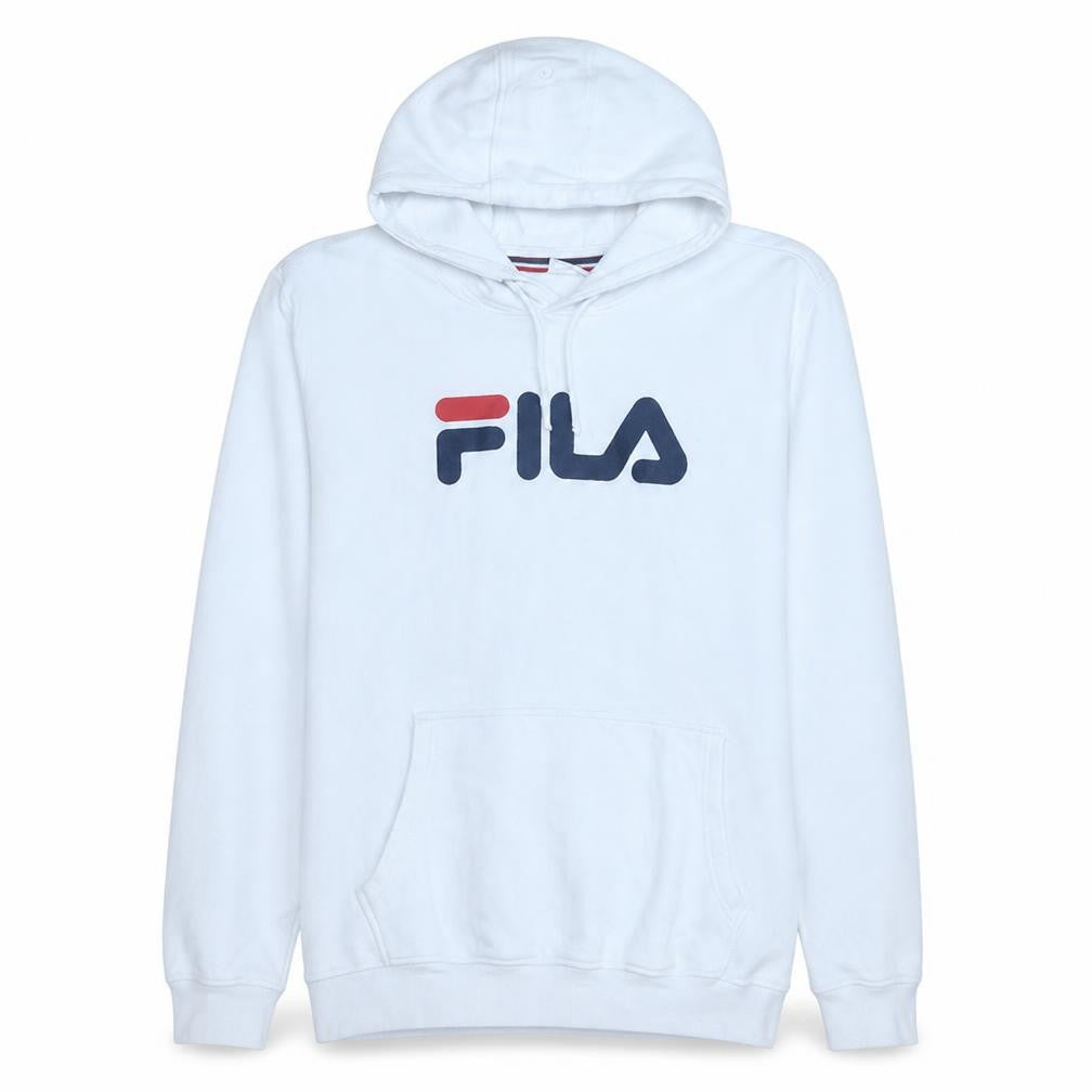 Fila Men's White Pullover Hoodie M Cotton Blend Logo Sweatshirt
