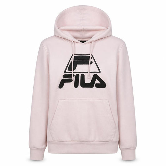 Fila Women Pink Pullover Hoodie Black Logo Cotton Blend Size L