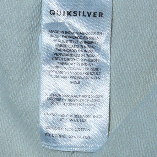 Quiksilver Men's White Pullover Hoodie L Cotton Logo