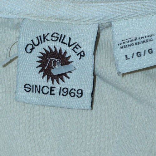 Quiksilver Men's White Pullover Hoodie L Cotton Logo
