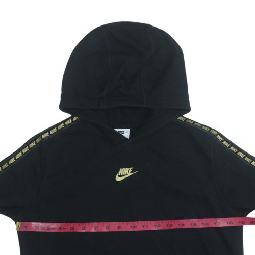 Nike Boys Black XL Pullover Hoodie with Gold Logo and Hooded Fleece Design