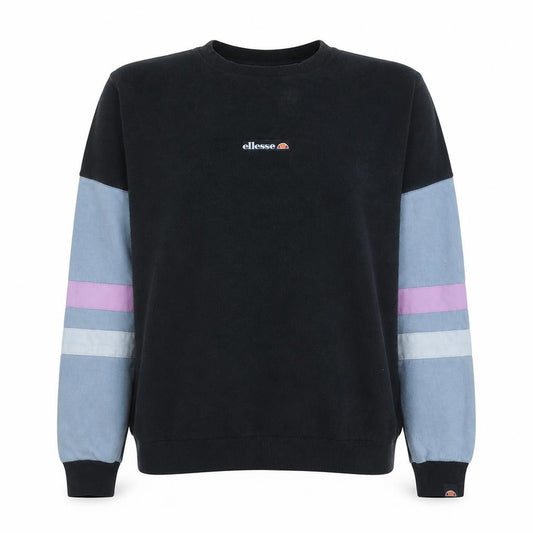Ellesse Womens Black Colourblock Crew Neck Pullover Sweatshirt UK 10