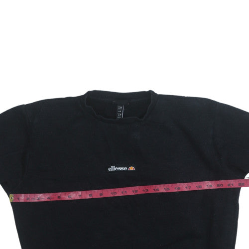 Ellesse Womens Black Colourblock Crew Neck Pullover Sweatshirt UK 10